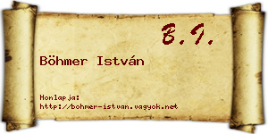 Böhmer István névjegykártya